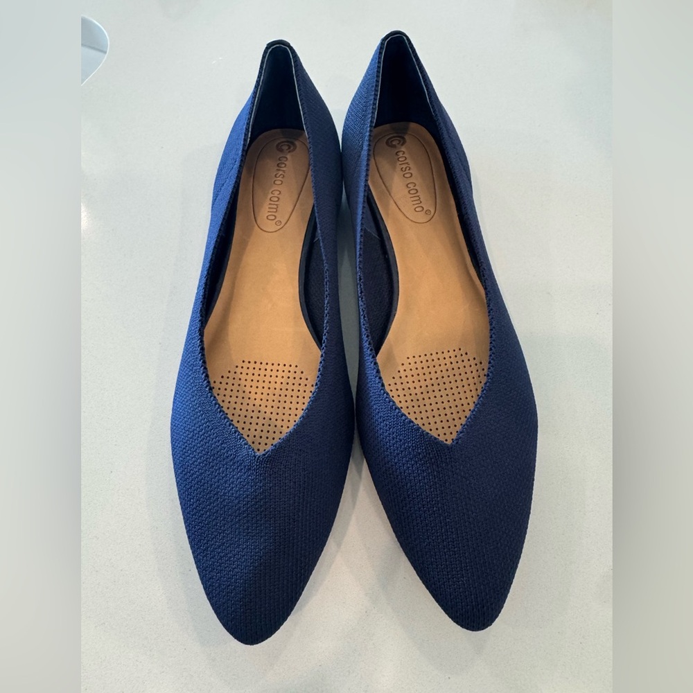 CC CORSO COMO KNIT POINTY TOE JULIA FLAT NAVY Size 8 NEW